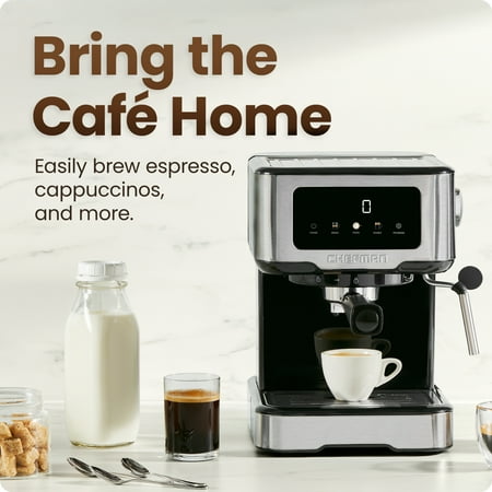 Chefman CraftBrew Espresso Machine w/ Steam Wand and Touch Controls – Stainless Steel, New