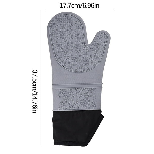 Pisexur Batería de cocina Guantes antideslizantes y térmicos rellenos de algodón, guantes para horno microondas, guantes aislantes térmicos alargados para hornear para la cocina del hogar