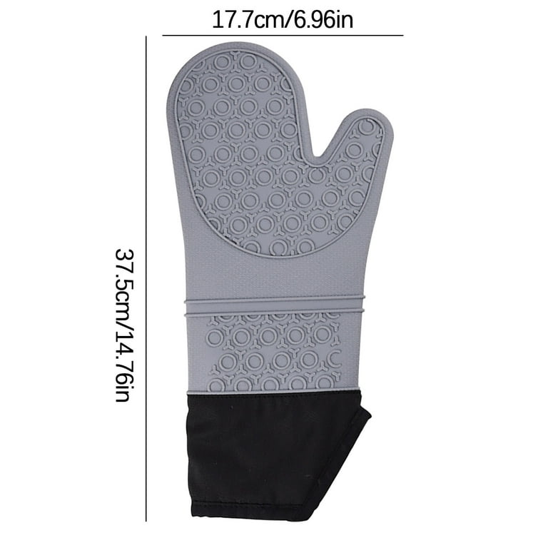 Haykey Silicone Oven Mitt, Heat Insulating Oven Gloves, Non-Slip Silicone  Mitts for Kitchen Baking Cooking, Quilted Cotton Lining and Heavy-Duty Cuff