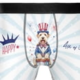 thumbnail image 4 of Happy 4th of July Patriotic Soft Coated Wheaten Terrier Marching Band Uniform Balloons Fireworks All Over Print Boxer Briefs Underwear for Men Dad Wheatie Dog Lover - 13009, 4 of 6