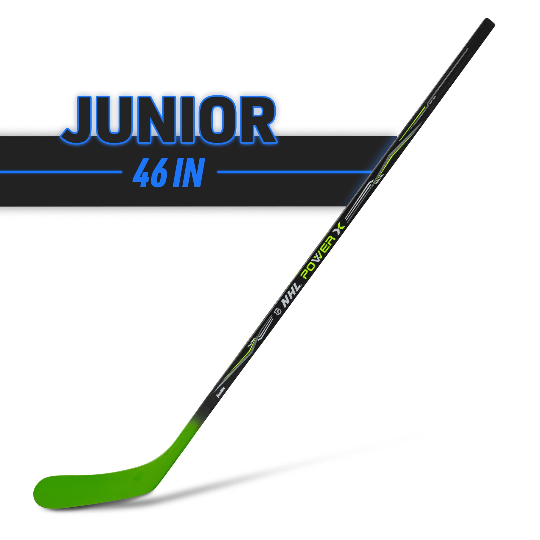 Franklin Sports Street Hockey Sticks - Power X Youth Street Hockey Stick - Wood and Fiberglass Shaft - ABS Blade - One Piece - 46" Left Handed