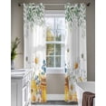 thumbnail image 4 of Eucalyptus Leaves Sheer Curtains 63 Inch Length 2 Panels Set for Living Room/Bedroom, Daisy Flower Spring Watercolor Country Floral Bee Kitchen Curtains Grommet Curtains Window Treatments 42"x63"x2, 4 of 7
