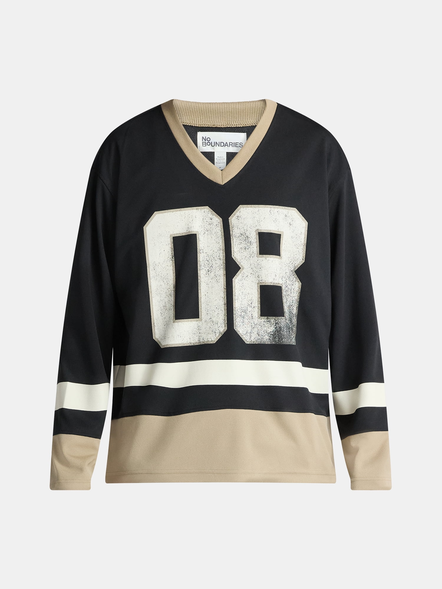 No Boundaries Hockey Jersey Style Shirt with Long Sleeves, Men's