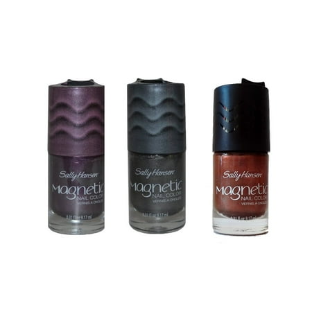 Sally Hansen Magnetic Nail Color Polar Purple, Silver Elements and Kinetic Copper Kit with Dimple Bracelet