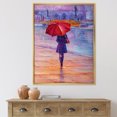 thumbnail image 2 of Designart 'Girl Walking With Red Umbrella Under The Rain' French Country Framed Canvas Wall Art Print, 2 of 5