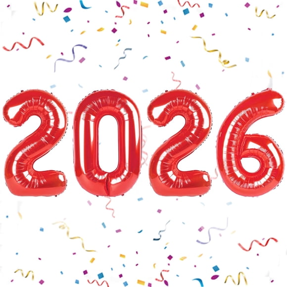 Globos YOUDICT 2026 rojos de 16 pulgadas para decoración de Año Nuevo