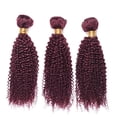 thumbnail image 3 of Brazilian Curly Hair Weft Bundles Jerry Curly 100% Human Curly Virgin Hair Weaves Unprocessed Remy Hair Extensions For Black Women Burgundy Color #99J - 20in, 3 of 6