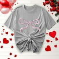 thumbnail image 2 of Primavera Top Mujeres Moda Casual Nueva Cinta de Arco Impresa Cuello Redondo Camiseta de Manga Corta, Camiseta de Cuello Tripulado, 2 of 8