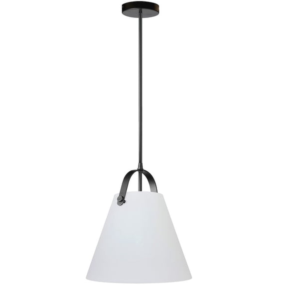 Dainolite 1 Light Pendant in Matte Black w/ Opal Glass