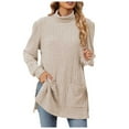 thumbnail image 1 of Nouveau Chandail à Col Roulé Mi-Haut Manches Longues Ample avec Poche Fendue pour Femmes, 1 of 6