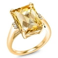 thumbnail image 2 of Gem Stone King 6.83 Cttw Yellow Citrine Engagement Ring for Women | 18K Yellow Gold Plated Silver| Octagon Checkerboard 14X10MM | Gemstone November Birthstone | Size 6, 2 of 5