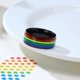 thumbnail image 4 of UBIUO 8mm Stainless Steel Enamel Rainbow Pride Ring for Lesbian & Gay Q Pride Wedding Engagement Band - -, 4 of 4