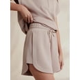 thumbnail image 5 of Women Two Piece Outfits Tracksuit Half Zip Lapel Cap Sleeve Sweatshirt High Waist Drawstring Shorts Set Sweatsuit, 5 of 6