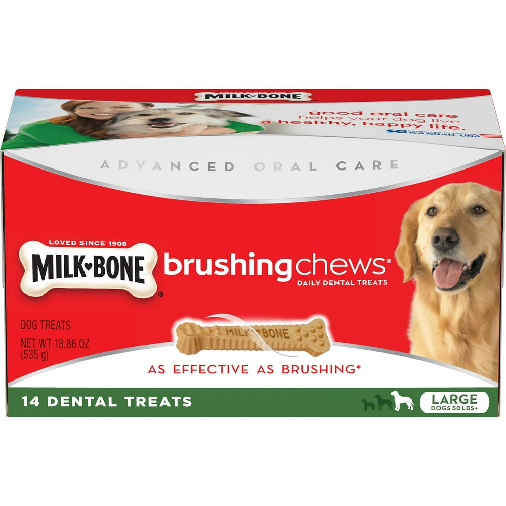 MilkBone Brushing Chews Daily Dental Dog Treats, Large, 18.86 Oz
