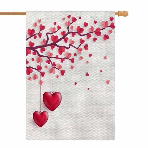 House Flag AOYEGO, árbol de arpillera para el día de San Valentín, 70 x 100 cm