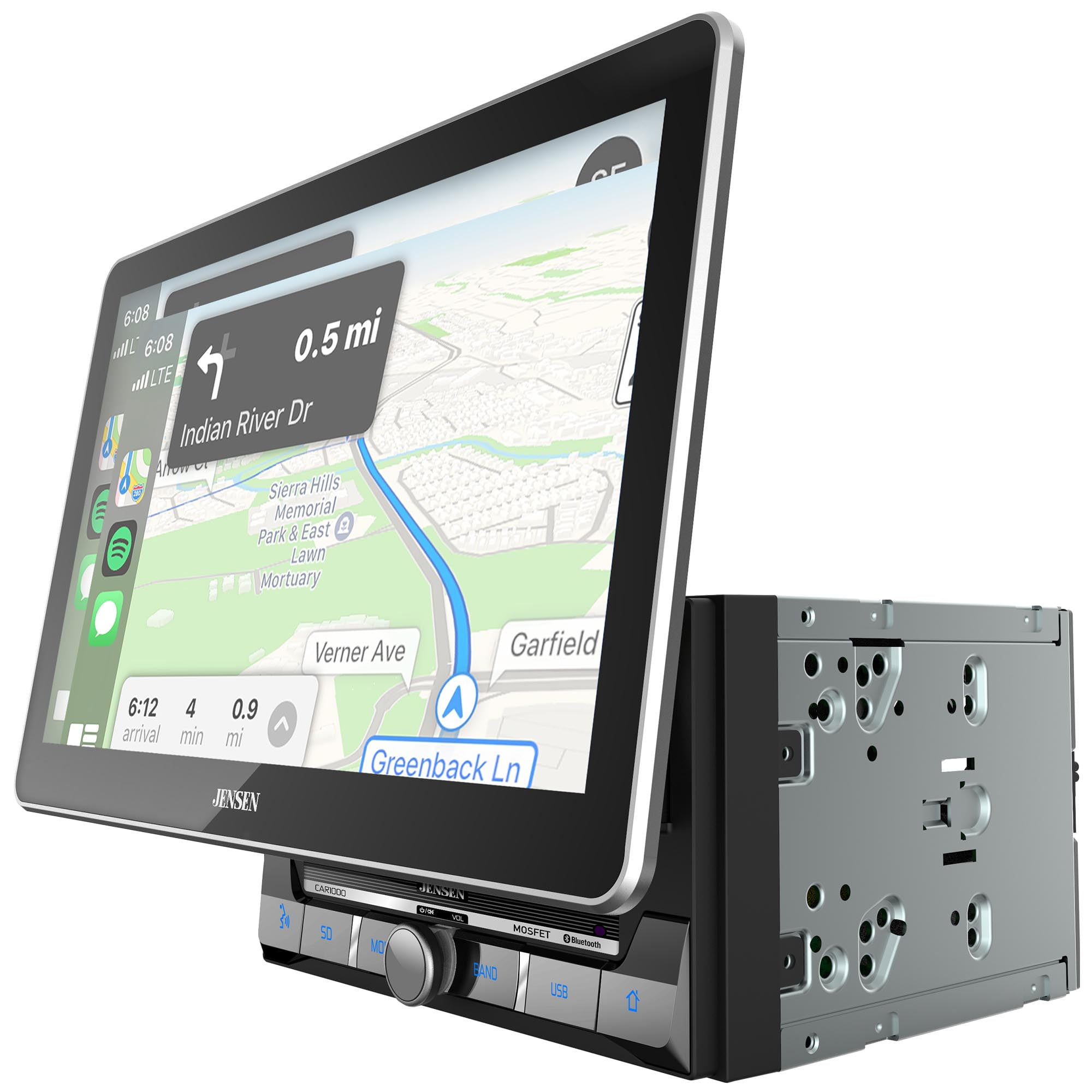 Jensen CAR1000 2 Din 10 in. LCD Mechlesss Carplay & Android Auto