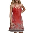 thumbnail image 1 of Ovzne Robes Grande Taille pour Femmes Rondes Robe de Plage Robes d'Été pour Femmes Robe de Plage en Dentelle Imprimée Sans Manches Décontractée Ample Robe Débardeur Robe Imprimée pour Femmes Liquidation, 1 of 5