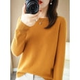 thumbnail image 4 of Autumn Winter Women Wool Sweater O-neck Long Sleeve Pullover Basic Casual Loose Style Famale Clothing Merino Wool Knitwear Tops, 4 of 5