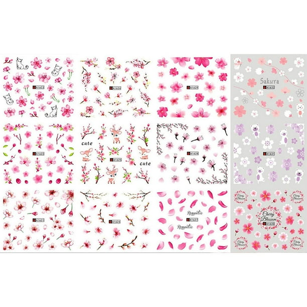 Adhesivo con forma de filigrana para uñas HUOGUO, acuarela de primavera y verano