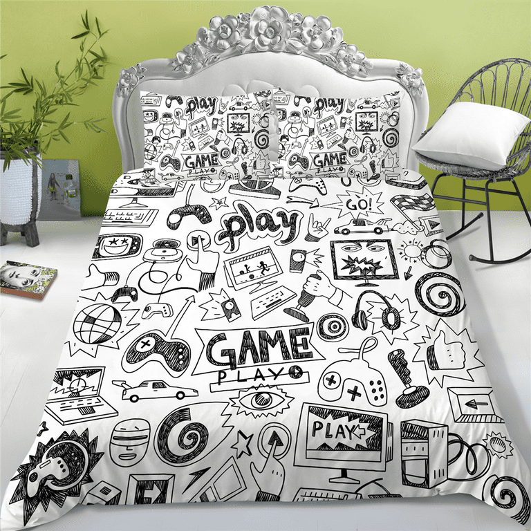 Game Bedding Set Queen Size Duvet Cover Boy Teens Adult The Comfy