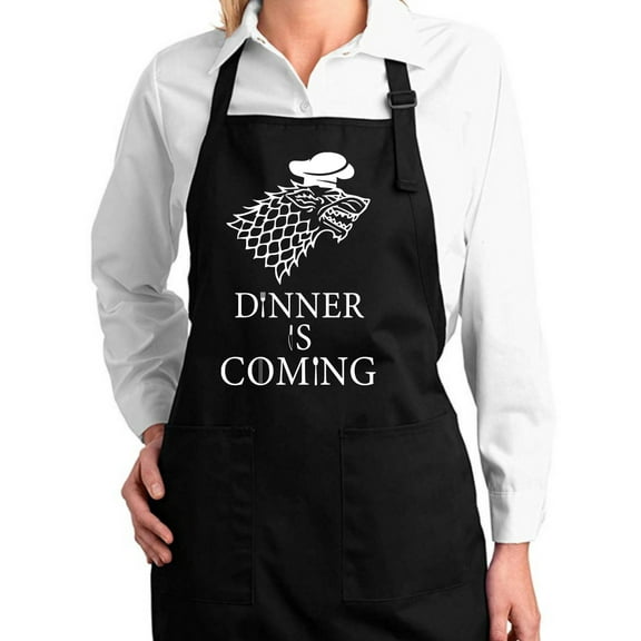 Wild Bobby, Dinner is Coming Wolf Stark, Cooking Apron, Black, Small
