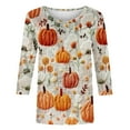 thumbnail image 4 of Timoontee Plus Size Thanksgiving Shirts for Women Novelty Graphic 3/5 Length Sleeve Tunic Tops Casual Pullover Womens Fall Tops Orange 8, 4 of 4