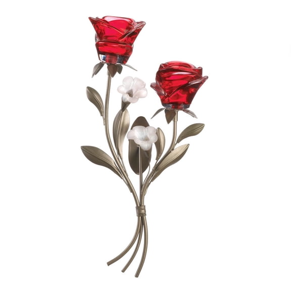 Zingz & Thingz Romantic Roses Candle Wall Sconce 15" Tall