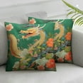 thumbnail image 2 of COMIO Chinoiserie Pillow Covers Green Pink Dragon Floral Throw Pillow Covers Set of 2, Farmhouse Outdoor Decorative Pillow Covers Square Cushion Case for Couch Living Room Sofa Car Decor, 2 of 6