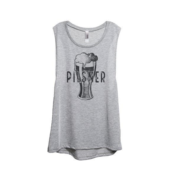 Thread Tank Pilsner Glass Sketch Women's Sleeveless Muscle Tank Top Sport Grey Small