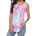 thumbnail image 5 of TWZH Women Casual Tie-Dyed Print Buttons Crew Neck Sleeveless Tank Shirt, 5 of 6