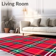 thumbnail image 2 of ODIKA 5'x7' Machine Washable Non-Slip Area Rug, Classic Tartan Patterned Pathway Accent With Bold Crimson And Emerald Bands High Traffic Rug, Red, 612991, 2 of 5