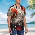 thumbnail image 2 of KLL Men's Hawaiian Shirt Short Sleeve Button Down Beach Shirts-Abstract Red Koi Fish Art, 2 of 5