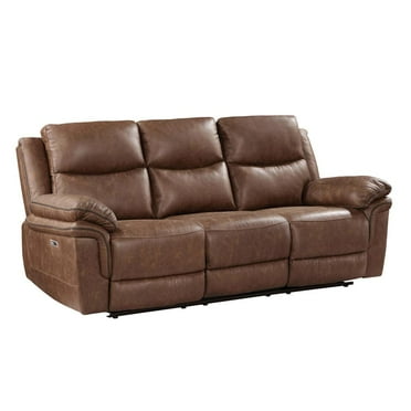 New Classic Furniture Ryland Polyester Fabric Sofa with Power Footrest in Brown