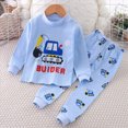 thumbnail image 2 of NOLDARES Toddler Baby Boy Clothes 2pcs Fall Winter Outfits Long Sleeve Pullover Sweatshirt Casual Pants Graphic Print Clothing Set(Light Blue,18-24 M), 2 of 4