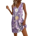thumbnail image 2 of IUYRTFE Women's Sleeveless V Neck Floral Print Summer Dress with Pockets Loose Fit Casual Shift Tunic, 2 of 7