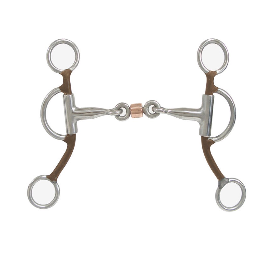 Three Piece Horse Training Rein bit Copper Roller Short