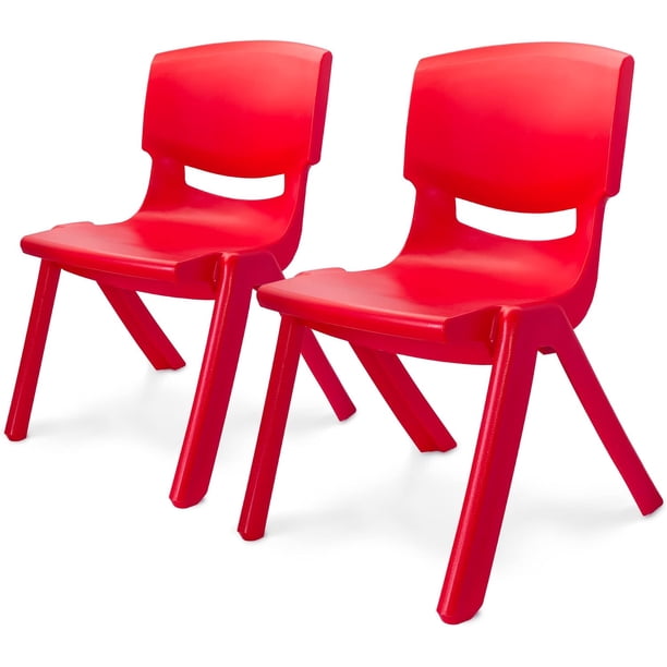 Set 2 Silla Infantil de Plástico Resistente para Niños | Diseño Ergonómico y Cómodo | Ideal para Casa, Escuela y Guardería (Rojo)