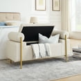 thumbnail image 2 of Gewnee Multifunctional Storage Bench - Soft Linen Cushion, Sturdy Iron Legs, Beige - Ideal for Window Seats & Ottomans, 2 of 13