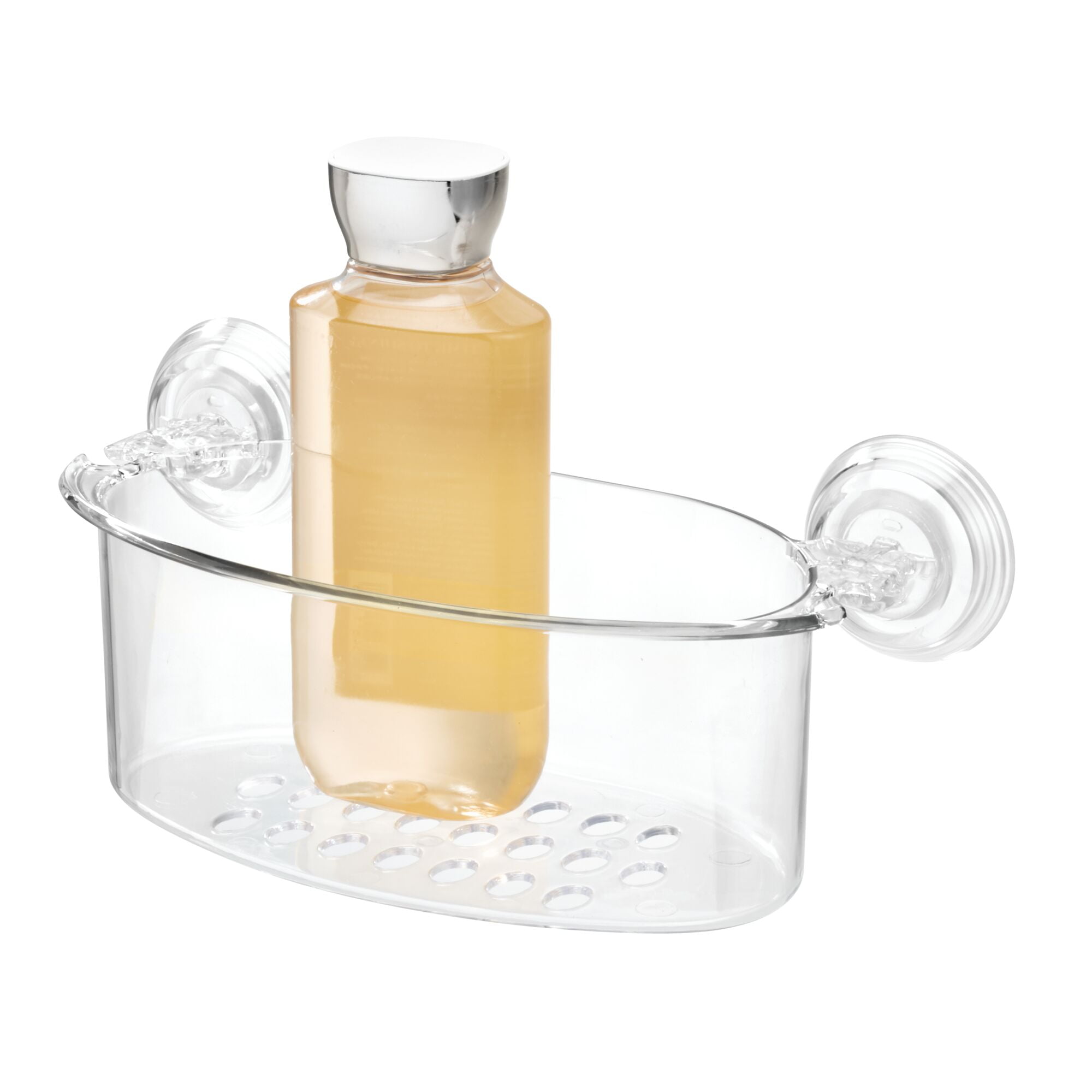 iDesign Plastic Bathroom Suction Holder, Shower Organizer Corner Basket for  Sponges, Scrubbers, Soap, Shampoo, Conditioner, 9 x 7 x 3.5, Clear 