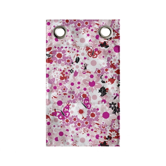 Floral Hanging Pocket Organizer, Continuous Butterflies Flower Petals Leaves Summer Arrangement Print, Printed Polyester Storage Bag with Pockets, 9" x 16", White Hot Pink Vermilion