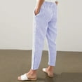 thumbnail image 5 of XFLWAM Women's Striped Button Straight Leg Pants High Waist Beach Long Lounge Pants Casual Trousers with Pockets, 5 of 8