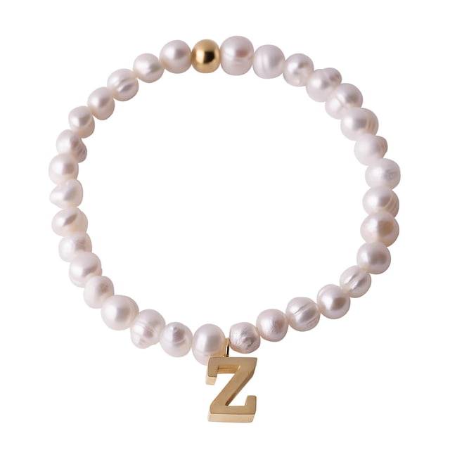 Pulseras Mujer de Perlas con Iniciales Oro 18k LuckyLy, Modelo Galia blanco UNITALLA