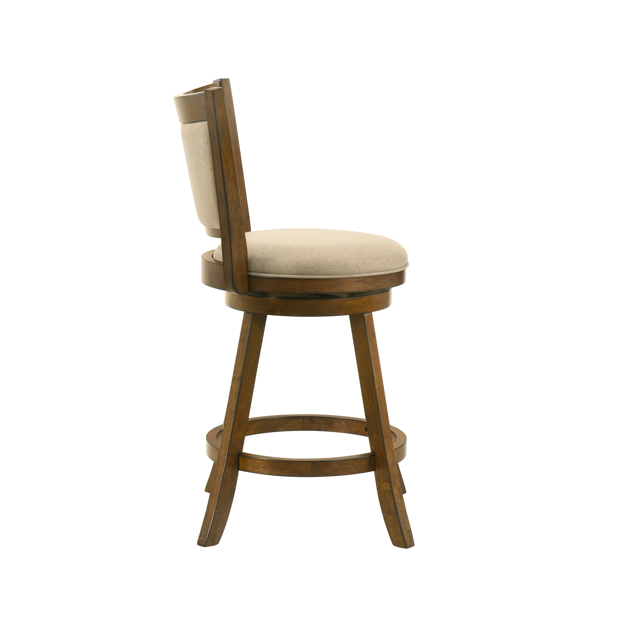 Aiden Modern Farmhouse Swivel Wood Counter Height Kitchen Bar Stool in Sepia Brown Finish with Grey Fabric Upholstered Seat