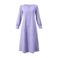 thumbnail image 5 of Lenago Maxi Dresses for Women Casual Solid Color Dress with Long Sleeves V-Neck Long Dress Half Buttons Plus Size Comfy Dress Oversize Fitted, 5 of 5
