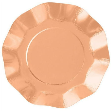 We Love Sundays Rose Gold Metallic Ruffle Plate, 7.8" food grade quality, 10 per pack