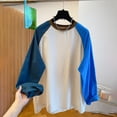 thumbnail image 2 of Baberdicy Plus Size Color Block T-Shirts - 2025 Long Sleeve Loose Tops (Spring/Autumn Layering Essentials, Casual Base Shirt) Blue L, 2 of 3