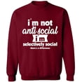 thumbnail image 2 of OXI Crewneck Sweatshirt - I Am Not Anti Selectively Social, Basic Casual Sweatshirts for Men's and Women Fleece Sweatshirt Long Sleeve - Cardinal Red X-Large, 2 of 2