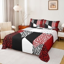 jejeloiu Leopard Print Twin Sheet Sets,Red White Black Bedding For Men Women 3-Piece