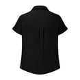 thumbnail image 5 of Tittly Button Down Shirts Shirts for Women Generisch Muslin Blouse Women's Summer Shirt Blouse Cotton Short Sleeve Linen Blouse Tops V Neck Long Blouse Tunic Short Sleeve Shirts Womens Shirts Black S, 5 of 7