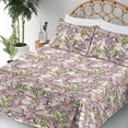 thumbnail image 3 of Ambesonne Abstract Floral Fitted & Flat Sheet with Shams 4 Pcs Set, Retro Garden Bloom, Queen, Ivory and Multicolor, 3 of 5